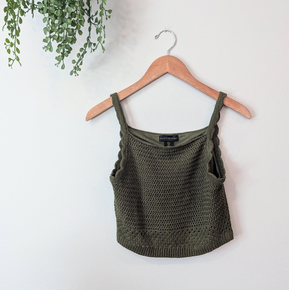 House of Harlow 1960 Olive Knit Crop Top Size Small